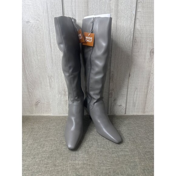 Franco Sarto Womens Sz 6.5 Lyla Wide Calf Zip Gray Knee High Boots Pointed Toe - Picture 1 of 12